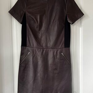 Halogen Brown Leather Shift Dress XS